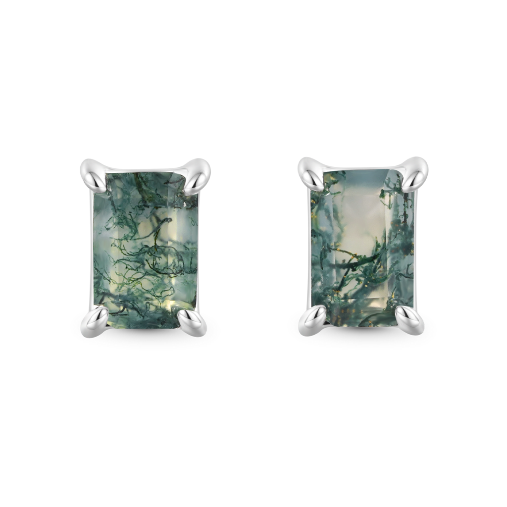 Gnoce Simple Geometry Green Moss Stud Earrings_1