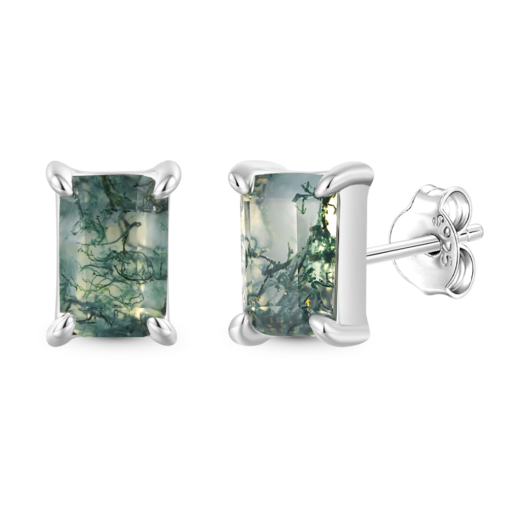 Gnoce Simple Geometry Green Moss Stud Earrings_2