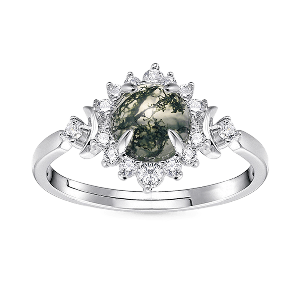 Gnoce Green Moss Agate Adjustable Ring_2