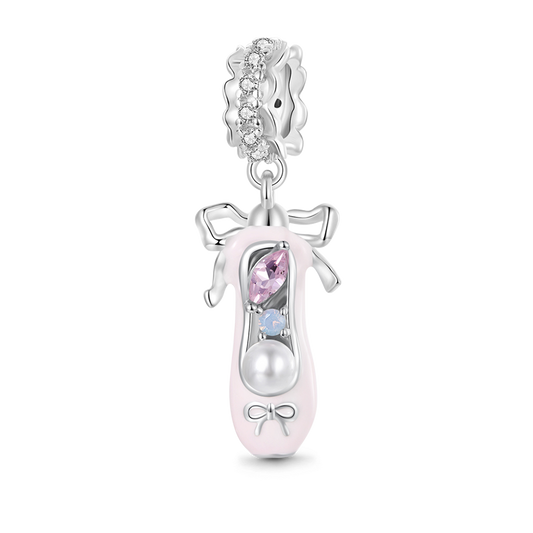 Gnoce Pink Ballet Shoe with Bow-knot Pendant Dangle Charm_1