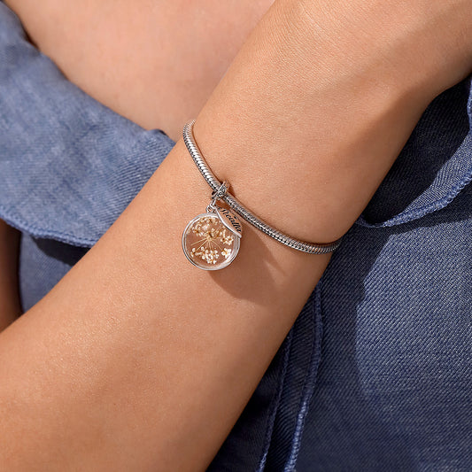 Gnoce Preserved Flower Engravable Leaf Birthstone Pendant Dangle Charm_8