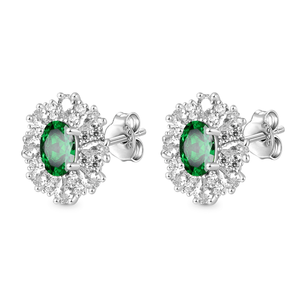 Gnoce Natural Vivid Green Jadeite Stud Earrings_1