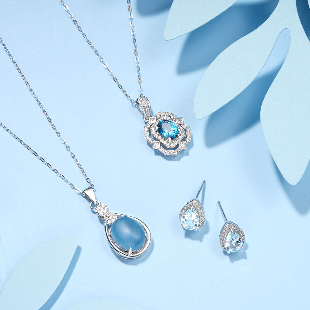 Gnoce Topaz Sky Blue Stud Earrings_2