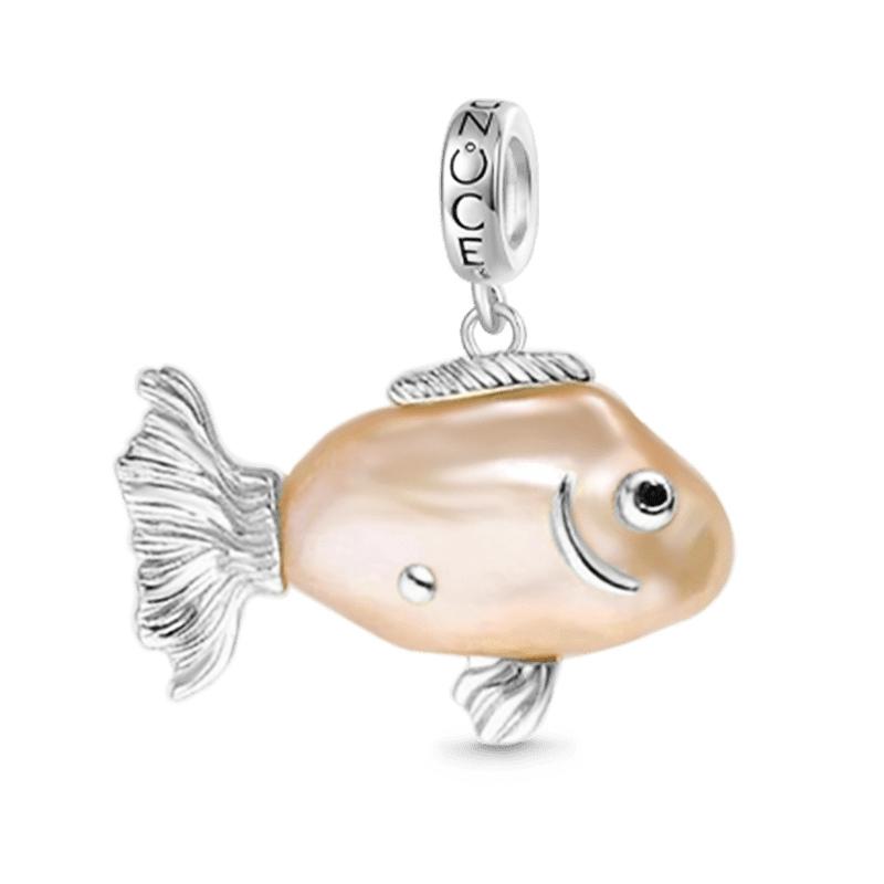 Gnoce Orange Goldfish Baroque Pearl Pendant Dangle Charm_2