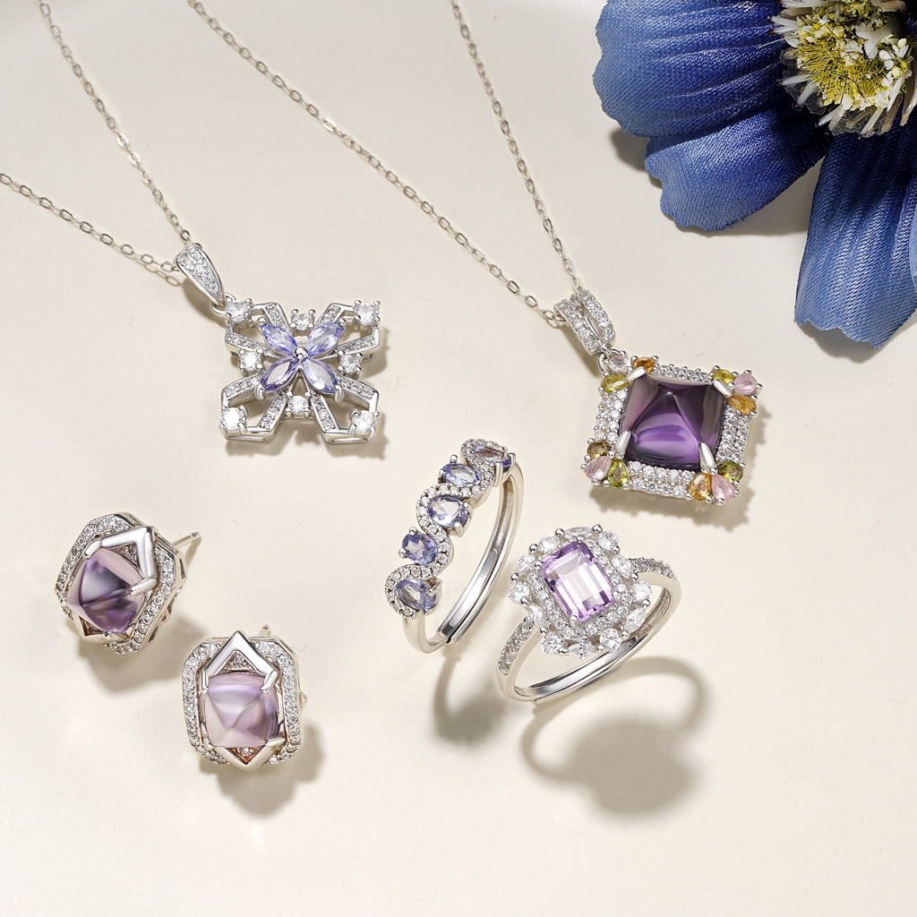 Gnoce Luxurious Amethyst Stud Earrings_2