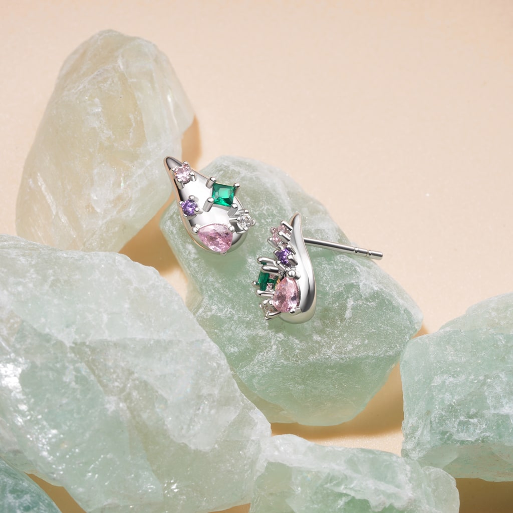 Gnoce Gem Inlay Teardrop Stud Earrings_3