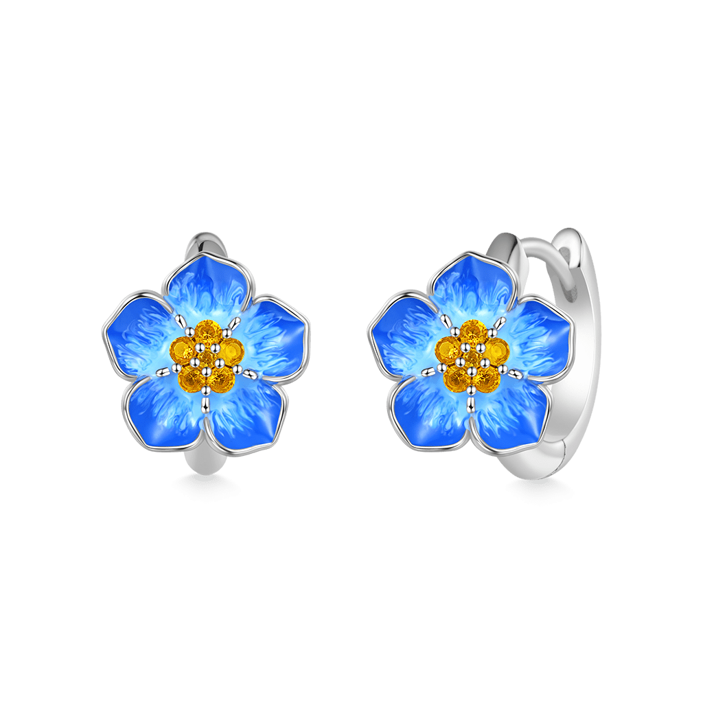 Gnoce Forget-Me-Not Flower Hoop Earrings_2