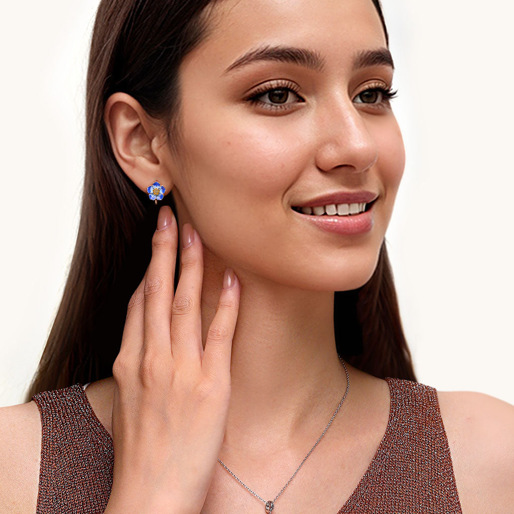 Gnoce Forget-Me-Not Flower Hoop Earrings_4