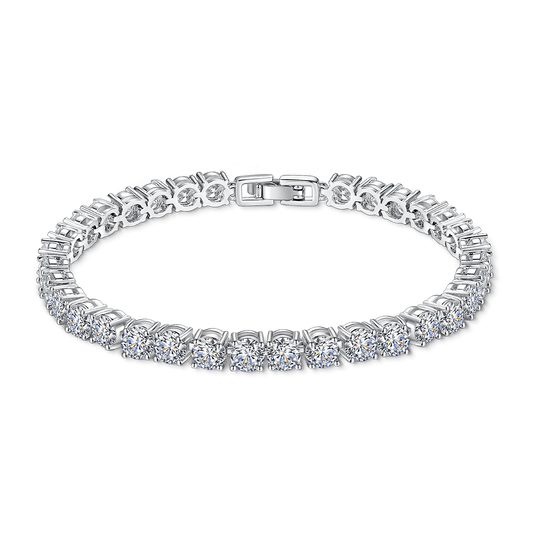 Shiny CZ Tennis Bracelet Silver Plated_1