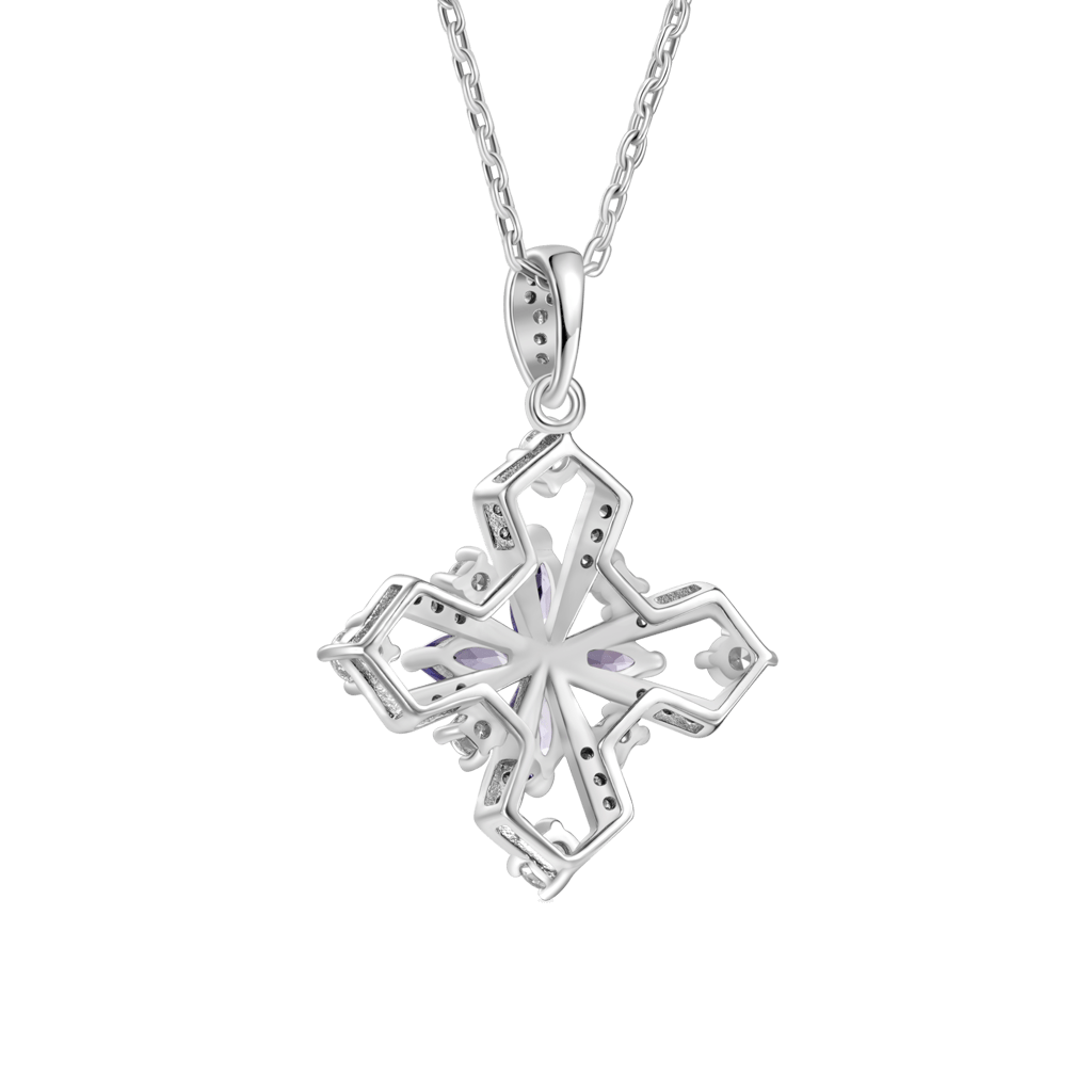 Gnoce Snowflake Oval-cut Tanzanite Flower Pendant Necklace_2