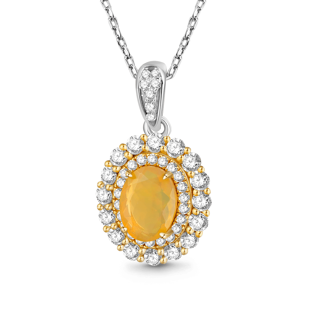 Gnoce Oval-cut Citrine Opal Pendant Necklace_1