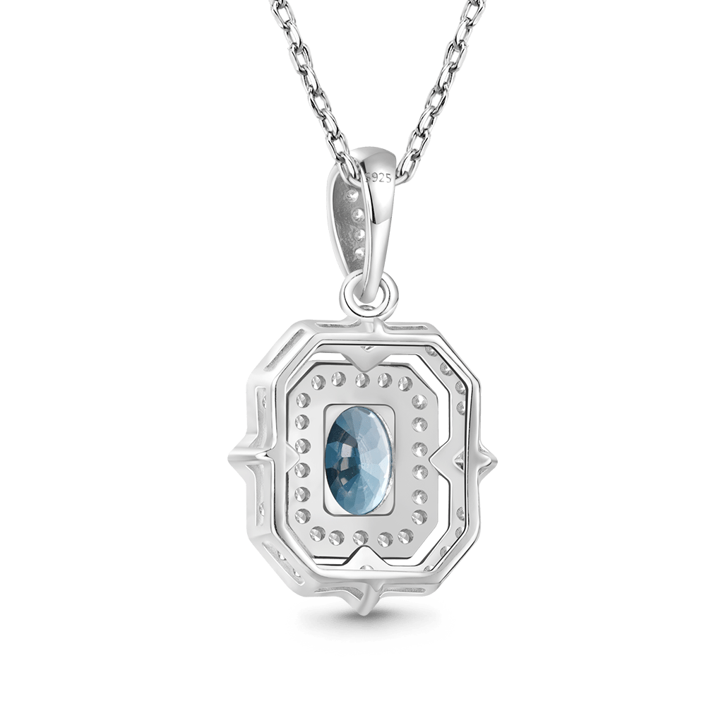 Gnoce Oval London Blue Topaz Pendant Necklace_2