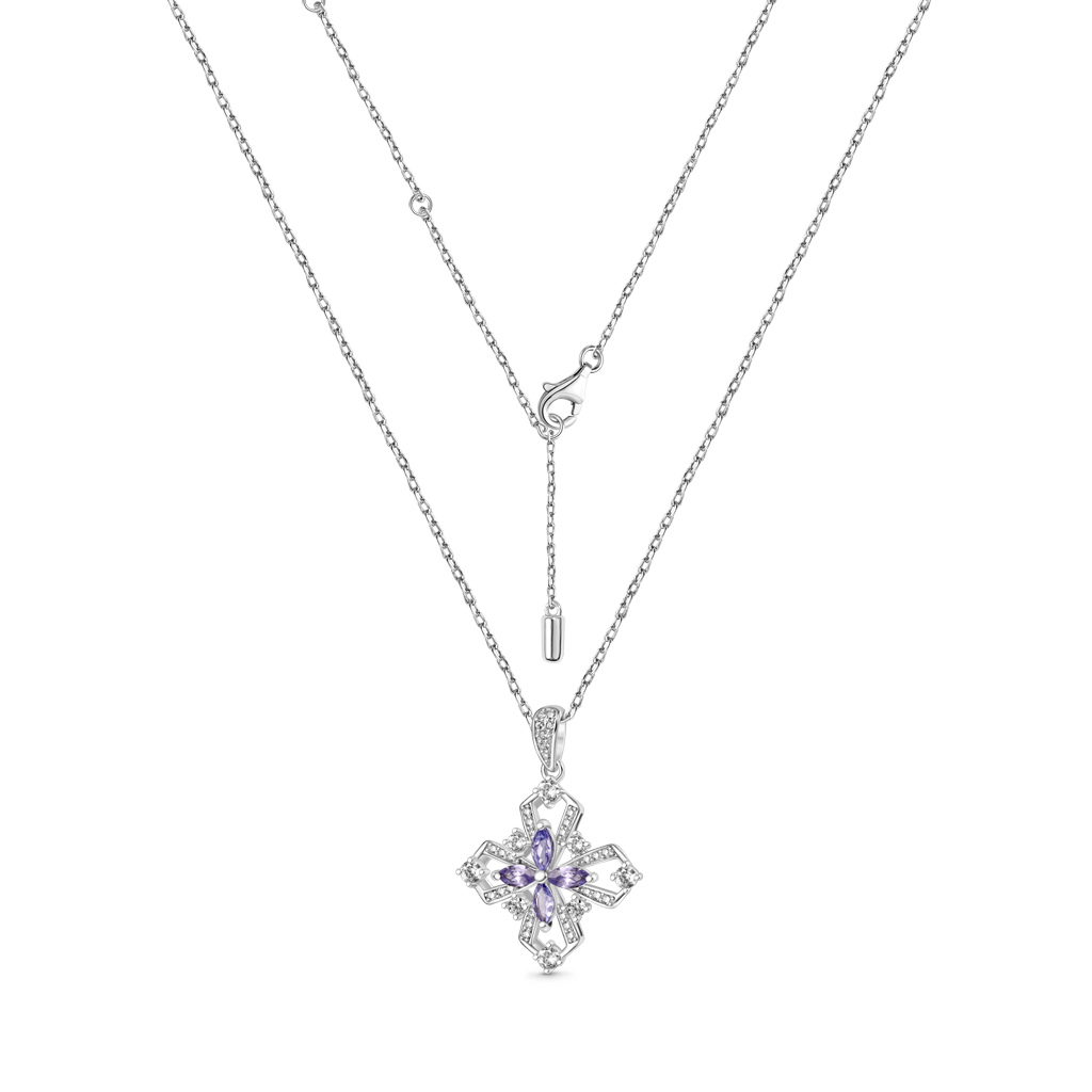 Gnoce Snowflake Oval-cut Tanzanite Flower Pendant Necklace_3