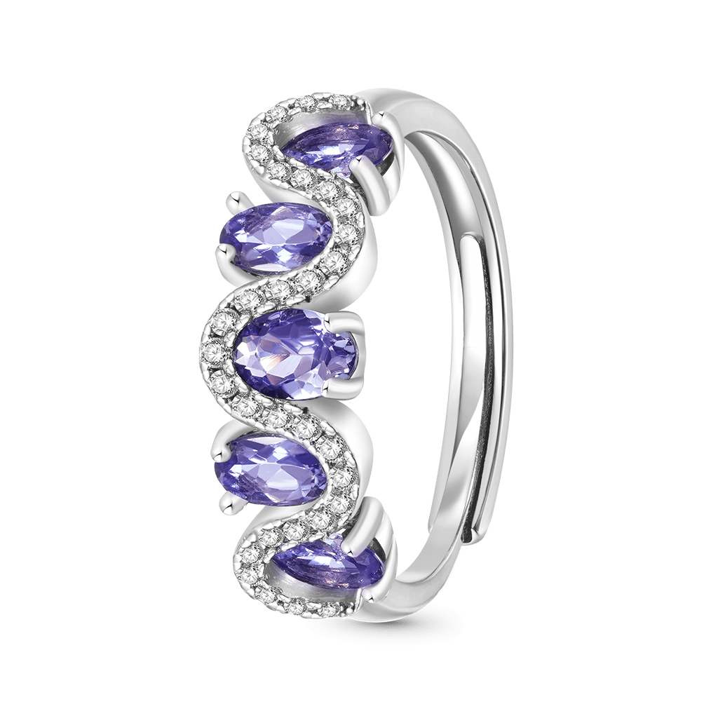 Gnoce Genuine Tanzanite Eternity Wedding Band Ring_2