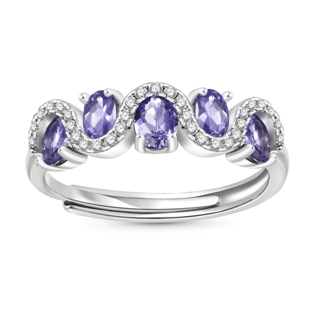 Gnoce Genuine Tanzanite Eternity Wedding Band Ring_1