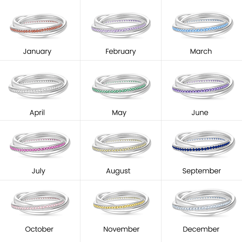 Gnoce Trinity CZ Birthstone Eternity Rings_5