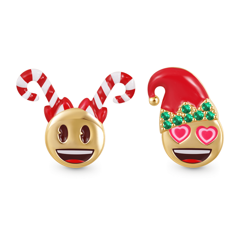 Gnoce emoji Smiling Face Heart-Eyes Asymmetric Stud Earrings_1