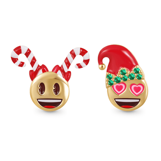 Gnoce emoji Smiling Face Heart-Eyes Asymmetric Stud Earrings_1