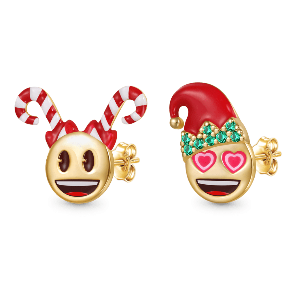 Gnoce emoji Smiling Face Heart-Eyes Asymmetric Stud Earrings_2