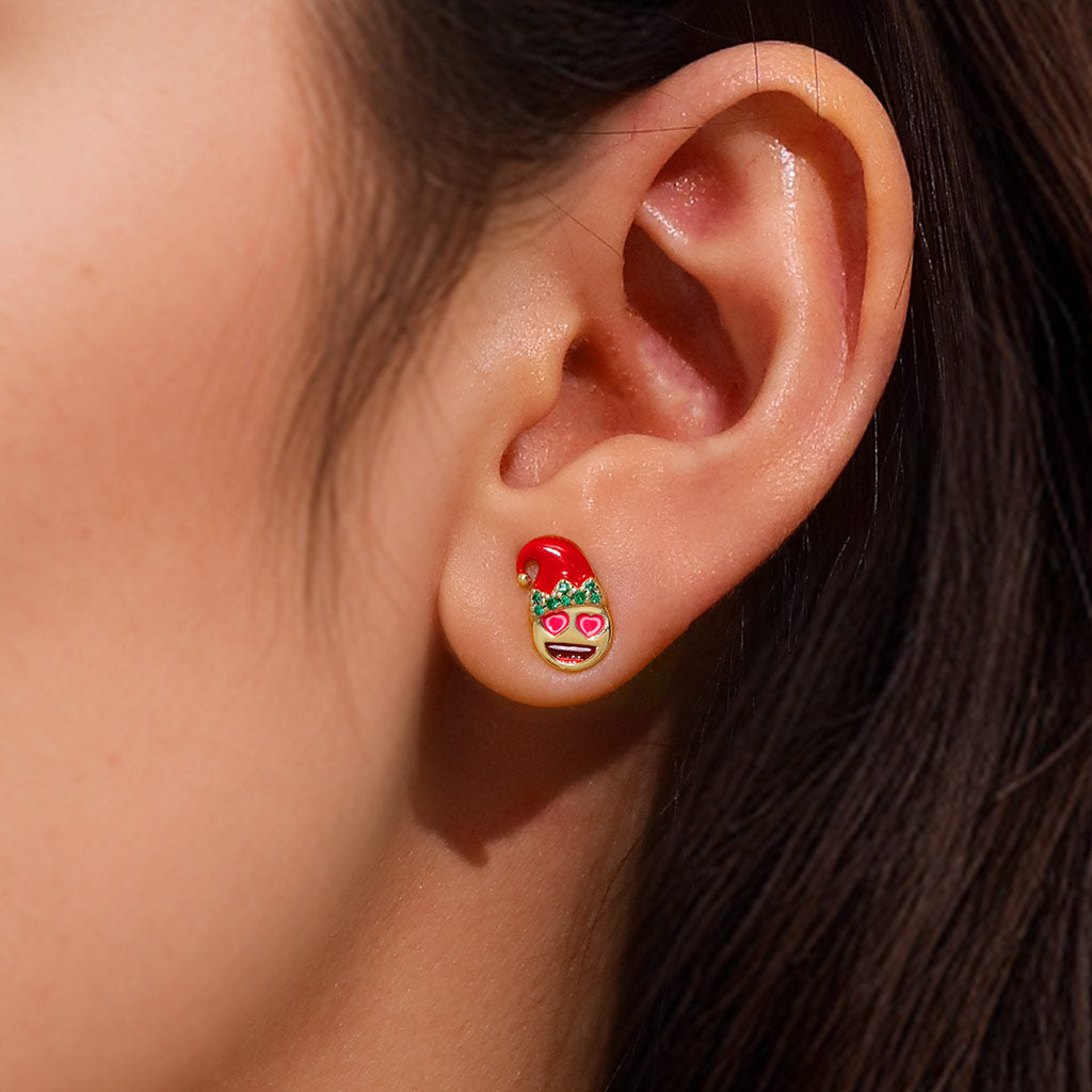 Gnoce emoji Smiling Face Heart-Eyes Asymmetric Stud Earrings_5