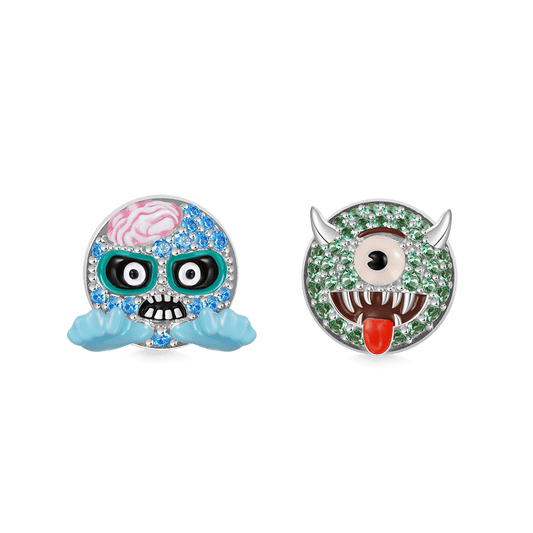 Gnoce emoji Zombie & Monster Asymmetric Stud Earrings_1