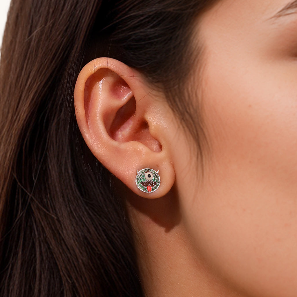 Gnoce emoji Zombie & Monster Asymmetric Stud Earrings_5