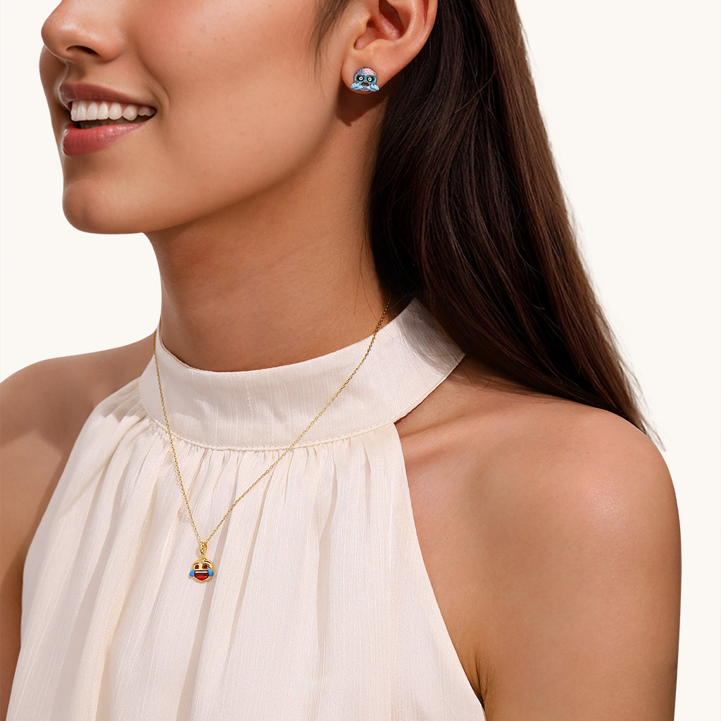 Gnoce emoji Zombie & Monster Asymmetric Stud Earrings_6