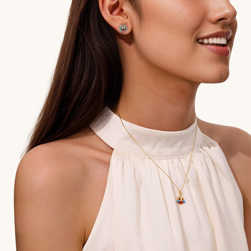 Gnoce emoji Zombie & Monster Asymmetric Stud Earrings_4