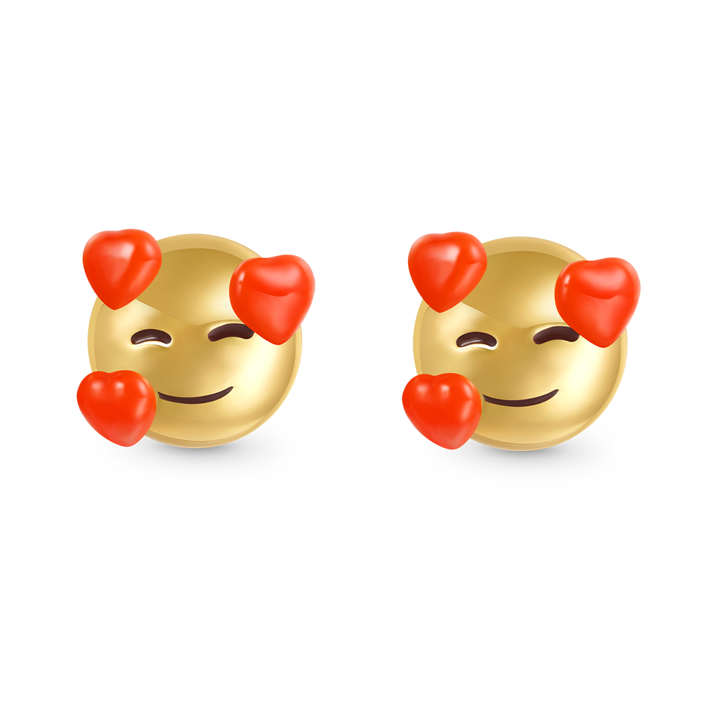 Gnoce emoji Smiling Face with Hearts Stud Earrings_1