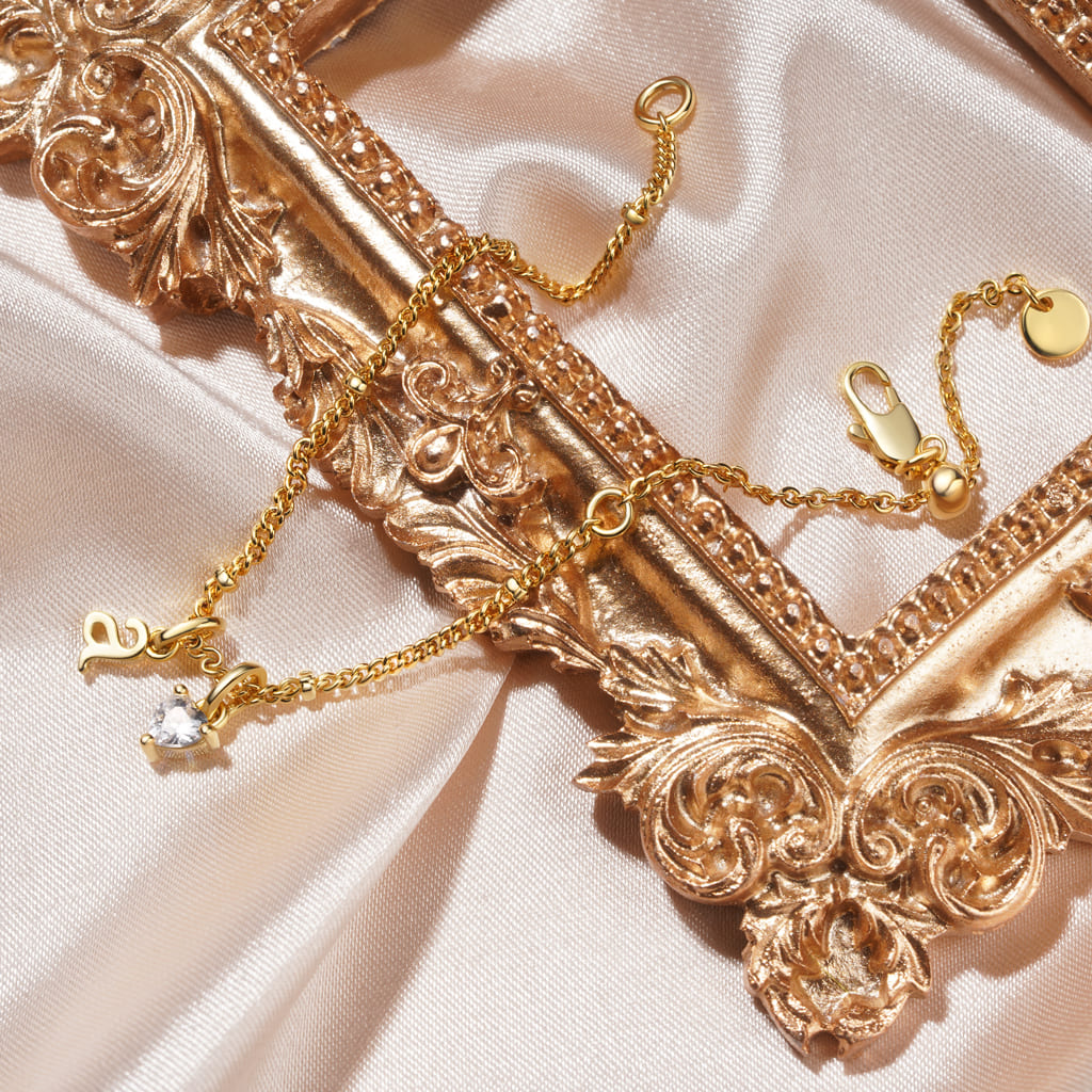 Gnoce Personalized Letter Heart Birthstone Bracelet_3