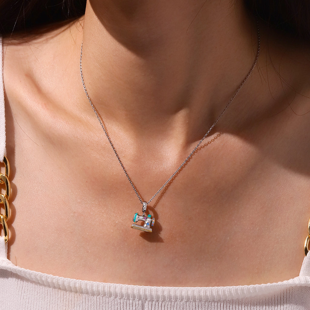 Gnoce Green Happy Sewing Machine Pendant Dangle Charm_5