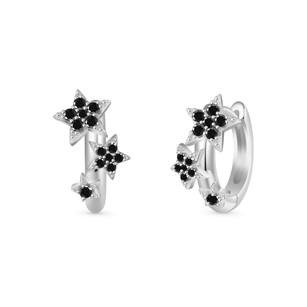 Gnoce Pentagram Design Shiny Hoop Earrings_1