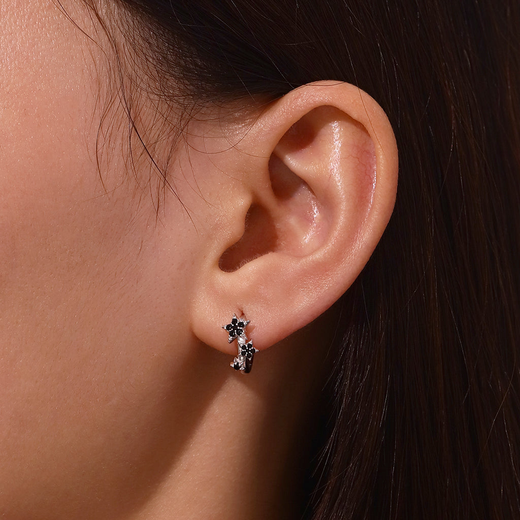 Gnoce Pentagram Design Shiny Hoop Earrings_5