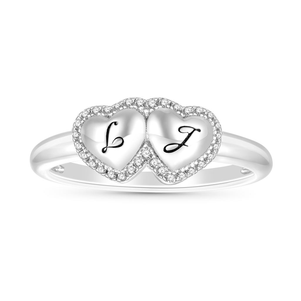 Gnoce Engravable Initial Letter Two Hearts Band Ring_1