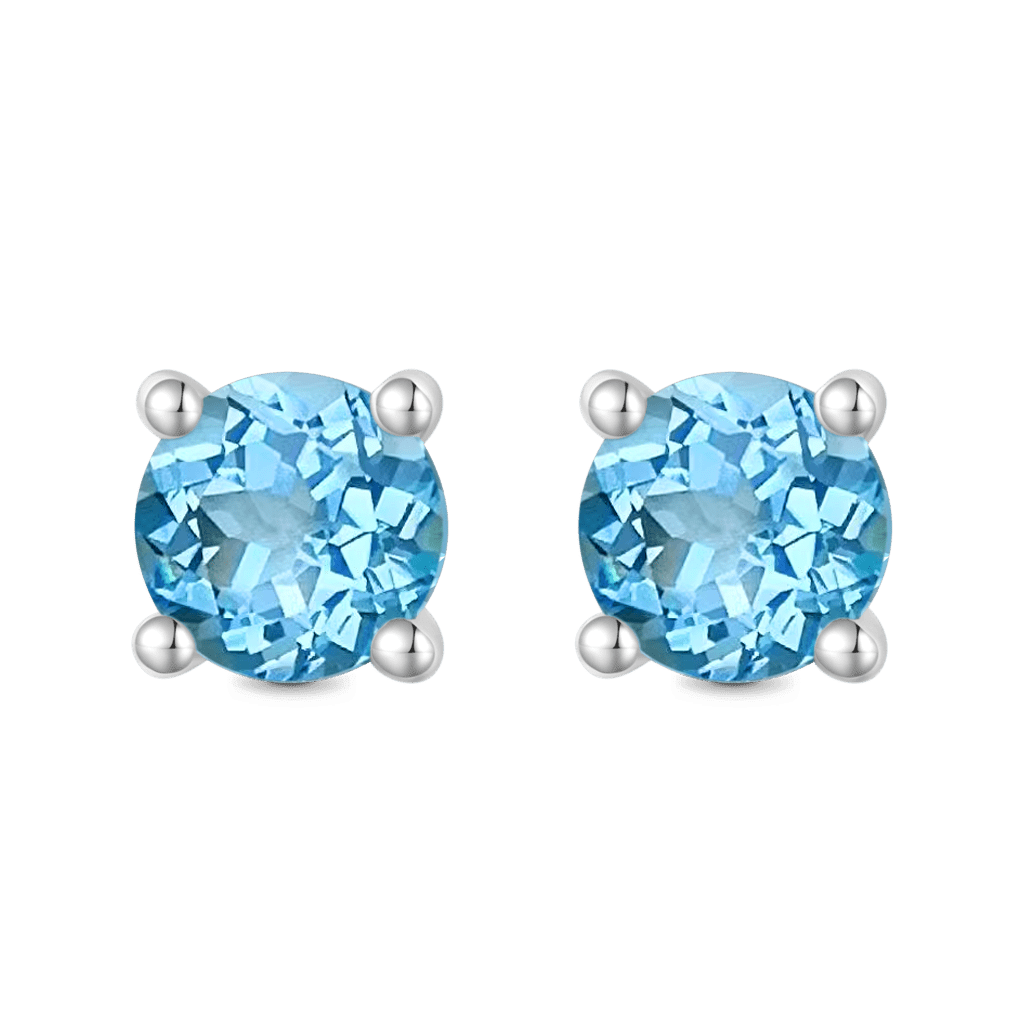 Gnoce Round Blue Topaz Stud Earrings_1
