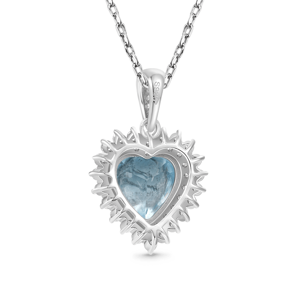 Gnoce Elegant Blue Topaz Heart Pendant Necklace_3