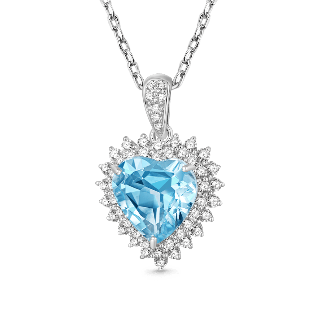 Gnoce Elegant Blue Topaz Heart Pendant Necklace_1