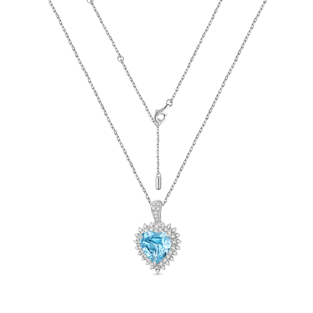Gnoce Elegant Blue Topaz Heart Pendant Necklace_2