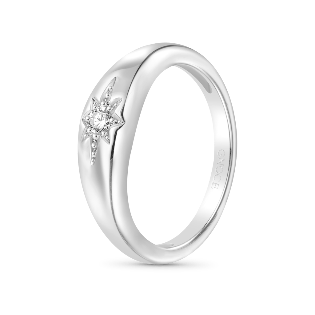 Gnoce White CZ Northern Star Birthstone Band Ring_3