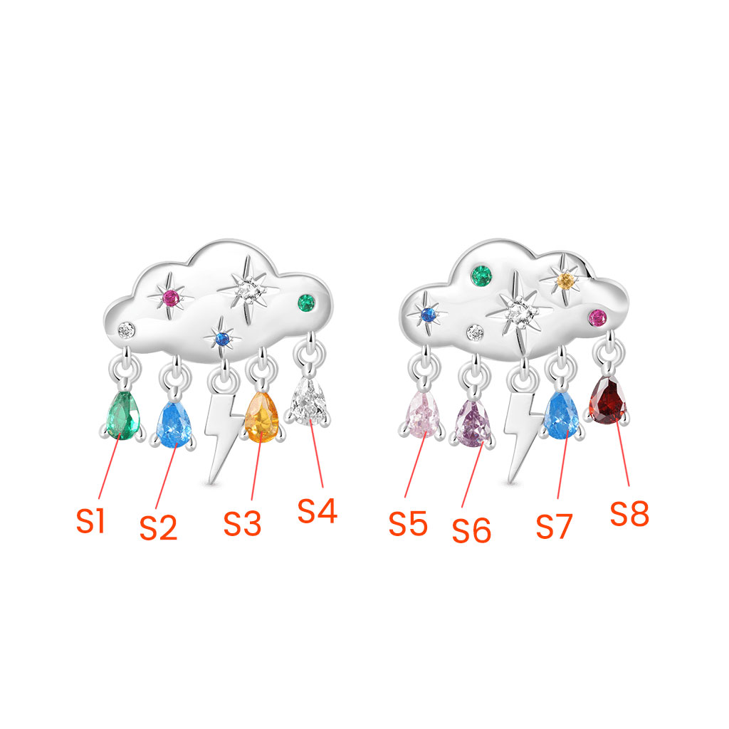 Gnoce Cloud Raindrop Birthstone Stud Earrings_2