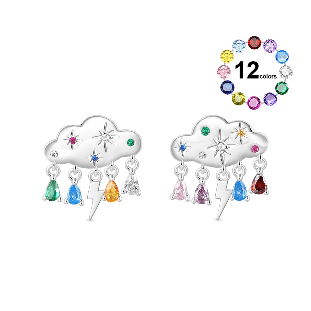 Gnoce Cloud Raindrop Birthstone Stud Earrings_1