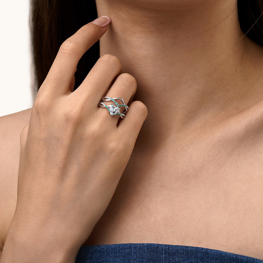 Gnoce Heart Cut Wishbone Stackable Ring Set_4