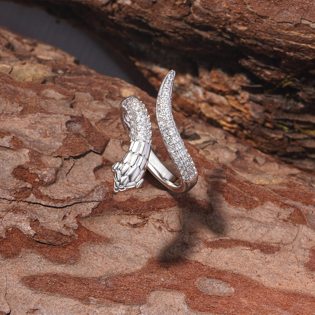 Gnoce Gothic Pave White CZ Snake Ring_3