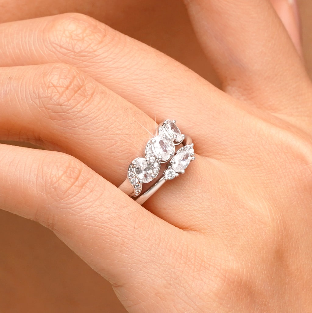 Gnoce White Diamond Anniversary Stackable Ring Set_5