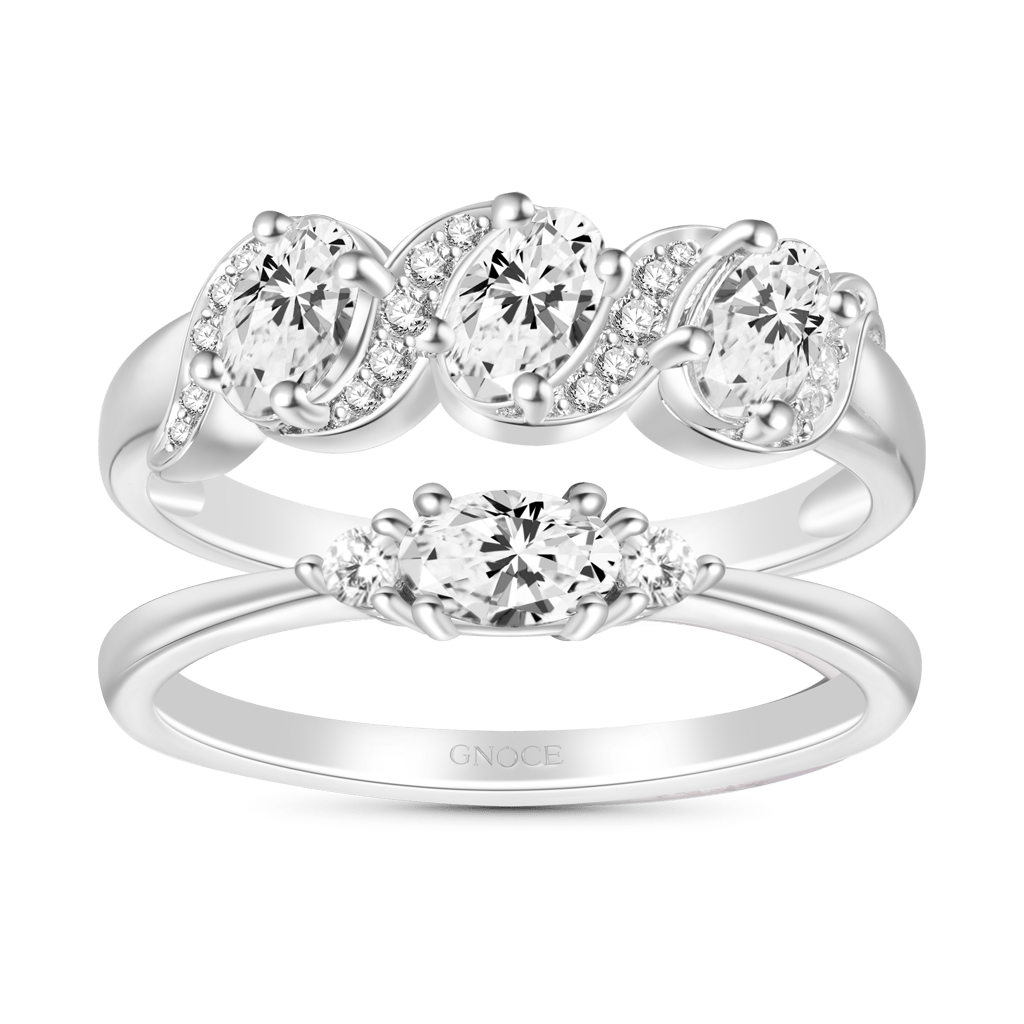 Gnoce White Diamond Anniversary Stackable Ring Set_1