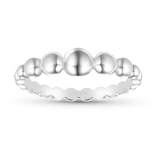 Gnoce Sterling Silver Bead Ball Stackable Ring_1