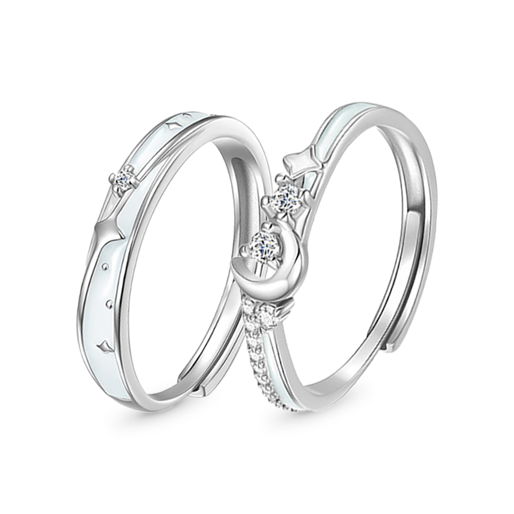 Gnoce Glowing Band Moon Adjustable Couple Rings_1