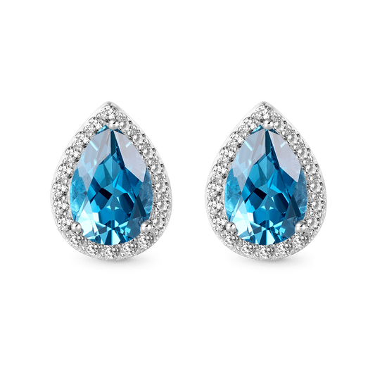 Gnoce London Blue Topaz & CZ Teardrop Stud Earrings_1