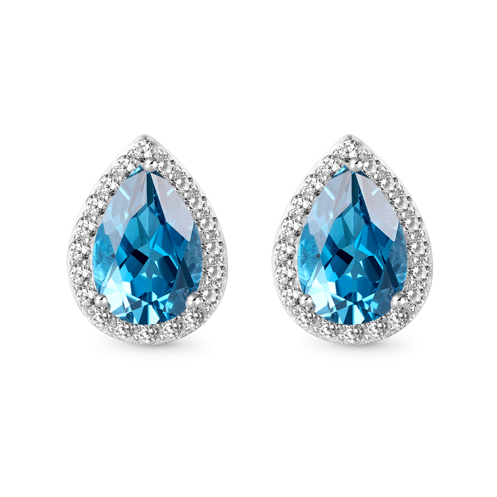 Gnoce London Blue Topaz & CZ Teardrop Stud Earrings_1