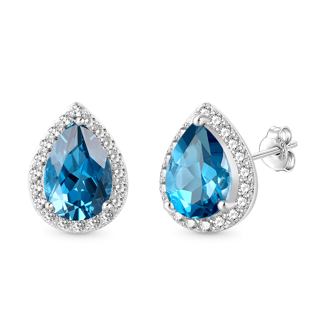 Gnoce London Blue Topaz & CZ Teardrop Stud Earrings_2